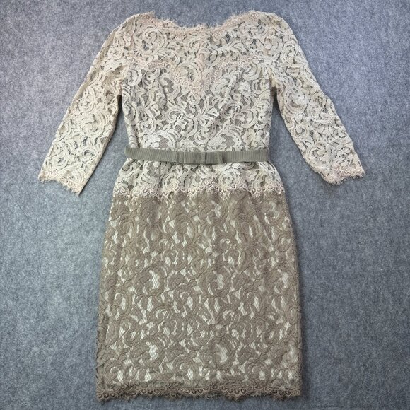 Tadashi Shoji Taupe and Beige Lace‎ Sheath Dress Size 8P - Picture 1 of 7